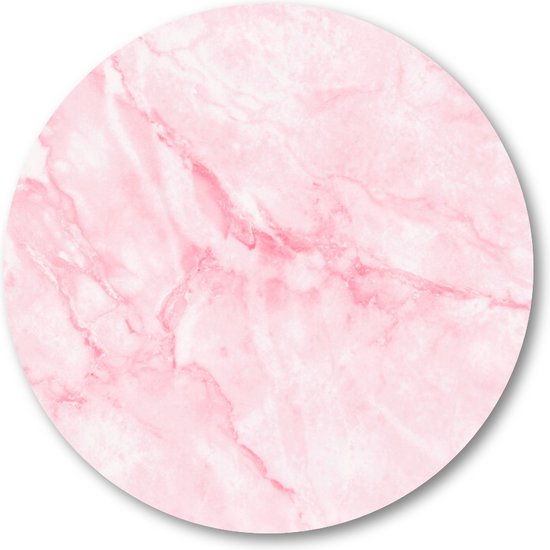 Pink Marble - Roze marmer patroon - Muurcirkel Forex 60cm - Wandcirkel voor binnen - Minimalist