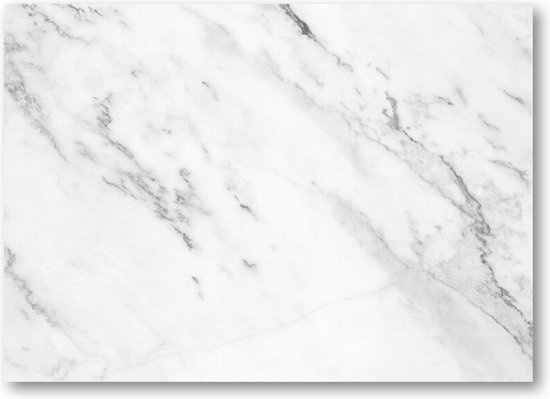 White Marble - Wit Marmer Patroon - 70x50 Canvas Liggend - Minimalist