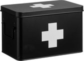 Medicijnbox - zwart - metaal - opbergdoos medicijnen - EHBO doos - 31 x 19 x 20 cm