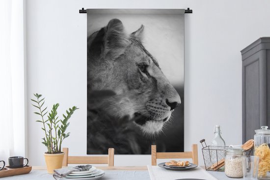 Tapisserie - Tapisserie - un tigre dans la jungle - noir et blanc - 90x135 cm - Tapisserie