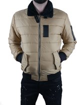 Heren winter jas classic -  bomber jacket - beige - maat S - valentijnsdag