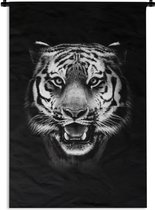 Wandkleed - Tijger - Dieren - Portret - Safari - Wandtapijt - Katoen - Wandkleden voor binnen - Wanddecoratie - 60x90 cm - Tapestry - Woonkamer - Wanddoek - Muurdecoratie - Wandkleden - Muurkleed