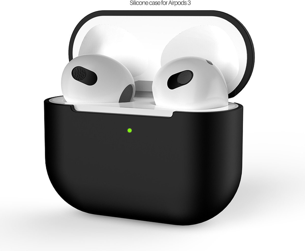 Apple AirPods 3 - Siliconen Case Cover - Hoesje Geschikt voor AirPods 3 - Kleur Zwart