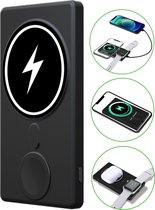 iSetchi 3-in-1 Powerbank 5.000 mAh (MagSafe 15W) – Voor iPhone, Airpods & Apple Watch – Android - Buds – Klein broekzak formaat – Draadloze Oplader Batterij
