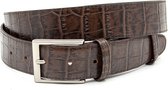 JV Belts Nette heren riem bruin croco - heren riem - 3.5 cm breed - Bruin - Echt Leer - Taille: 100cm - Totale lengte riem: 115cm