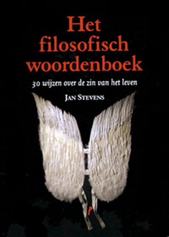 Boek 'Het filosofisch woordenboek' met vleugels en tekst.
