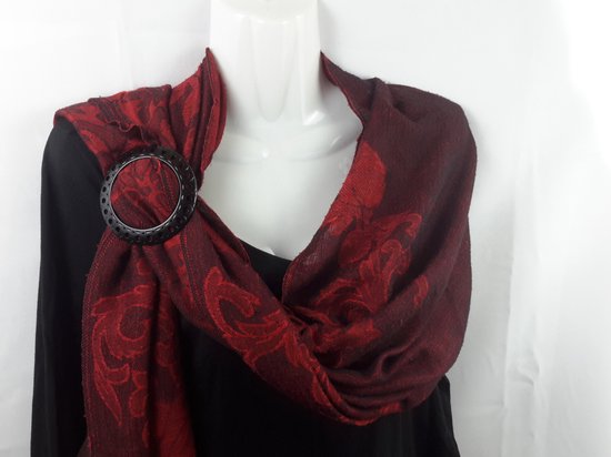 Sjaal ring groot – Mat zwart kleur - handige ring voor gehaakt / gebreide en gewoon omslagdoek of dikke sjaal vast te zetten zonder gaatjes maken.