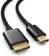 USB C-MICRO USB 3.1 (USB 3.0) Hozard® -Hard Drive Kabel, 5Gbit/s, USB HDD Kabel, Datakabel, Oplaadkabel Grijs , USB C male naar Micro B male
