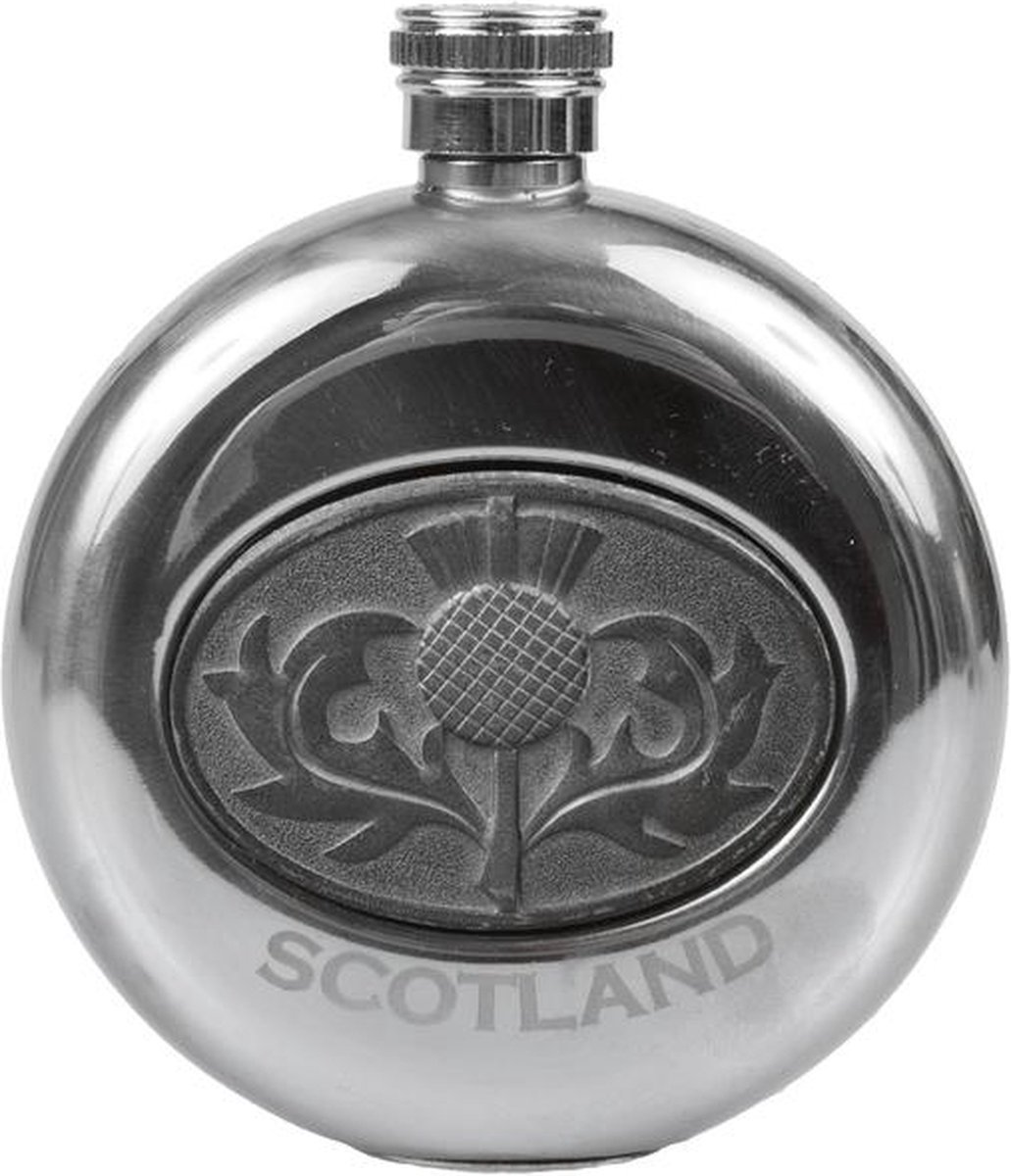 Highland Tartan Tweeds Heupfles Tistle Emblem Silver (A7807)