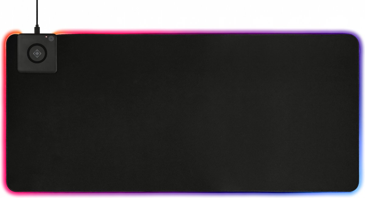 Deltaco DMP320 - RGB Gaming Muismat XL - 90x40cm - Geïntegreerde Qi Draadloze Oplader - Zwart