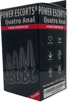 Power Escorts - Qutro Anal - Pack de 4 Plug Anal Starter set - Ensemble de plug anal - Idéal pour les débutants - Plugs anaux super flexibles - 4 tailles différentes - Noir tendance - Coffret cadeau cool - Idéal pour offrir ou recevoir - BR274