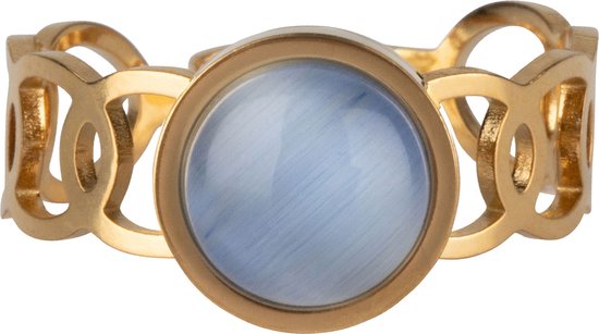 Chic by Lirette - Ring Pierre Ronde - Ajustable - Or Blauw inc. pochette à bijoux