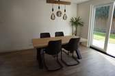 Eikenhouten eettafel | 100x220cm | X-poot Industrieel | rechte rand