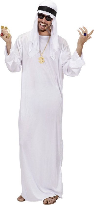 Widmann - 1001 Nacht & Arabisch & Midden-Oosten Kostuum - Arabische Sjeik - Man Wit - Wit / Beige - Medium - Carnavalskleding - Verkleedkleding