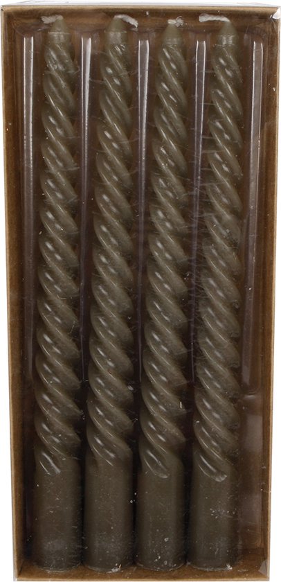 4 x Luxe donkergrijse Metallic Gedraaide Twist Swirl Kaarsen -donkergrijs - Dinerkaars - Tafelkaars - Van Manen - 2 x 2 x 20 cm