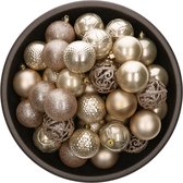 Bellatio decorations Kerstballen - 37 stuks - parel champagne - kunststof - 6 cm