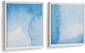 Kave Home - Set kunstwerken Maeva met blauwe zee 40 x 40 cm