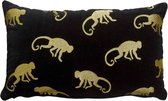 Oneiro’s Luxe sierkussen MONKEY Zwart - 30 x 50 cm - polyester - wonen - interieur – woonaccessoires - kussens