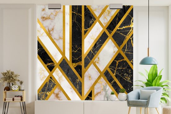 Papier Peint - Papier Papier peint photo Marbre - Or - Luxe - Largeur 300 cm x Hauteur 300 cm