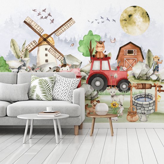 Papier peint - Papiers Papier peint photo Enfants - Ferme - Animaux - Largeur 295 cm x Hauteur 220 cm