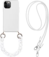 CF Pack - iPhone 12 Pro Max Cover With Neck Cord Wit White Fashion Cover Girls Cross Neck Phone Case For Silicone Hanging Rope Mobile Phone Case Hoesje Siliconen