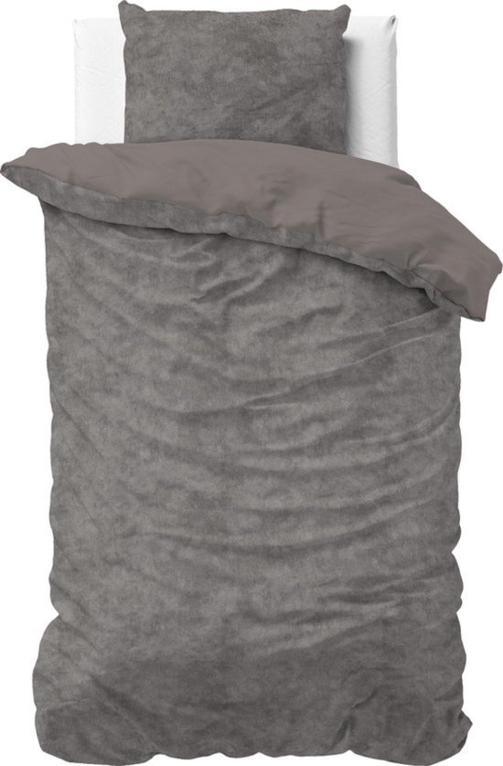 Sleeptime Velvet Touch - Dekbedovertrek - Eenpersoons - 140x200/220 + 1 kussensloop 60x70 - Grijs van Merkloos — afbeelding 5