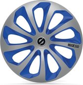 SPARCO 4 wielafwerkingen 14 inch Sicilia zilver en blauw
