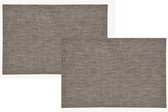 2x Rechthoekige placemats lurex bruin/goud - Kunststof - 45 x 30 cm - Onderleggers