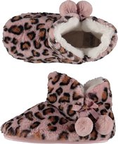 Dames hoge pantoffels/sloffen luipaard print oud roze maat 41-42
