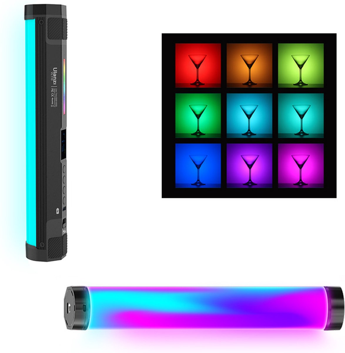 Ulanzi VL110 RGB Video Tube Light - 20 lichtscenes - Compact - Lichtgewicht