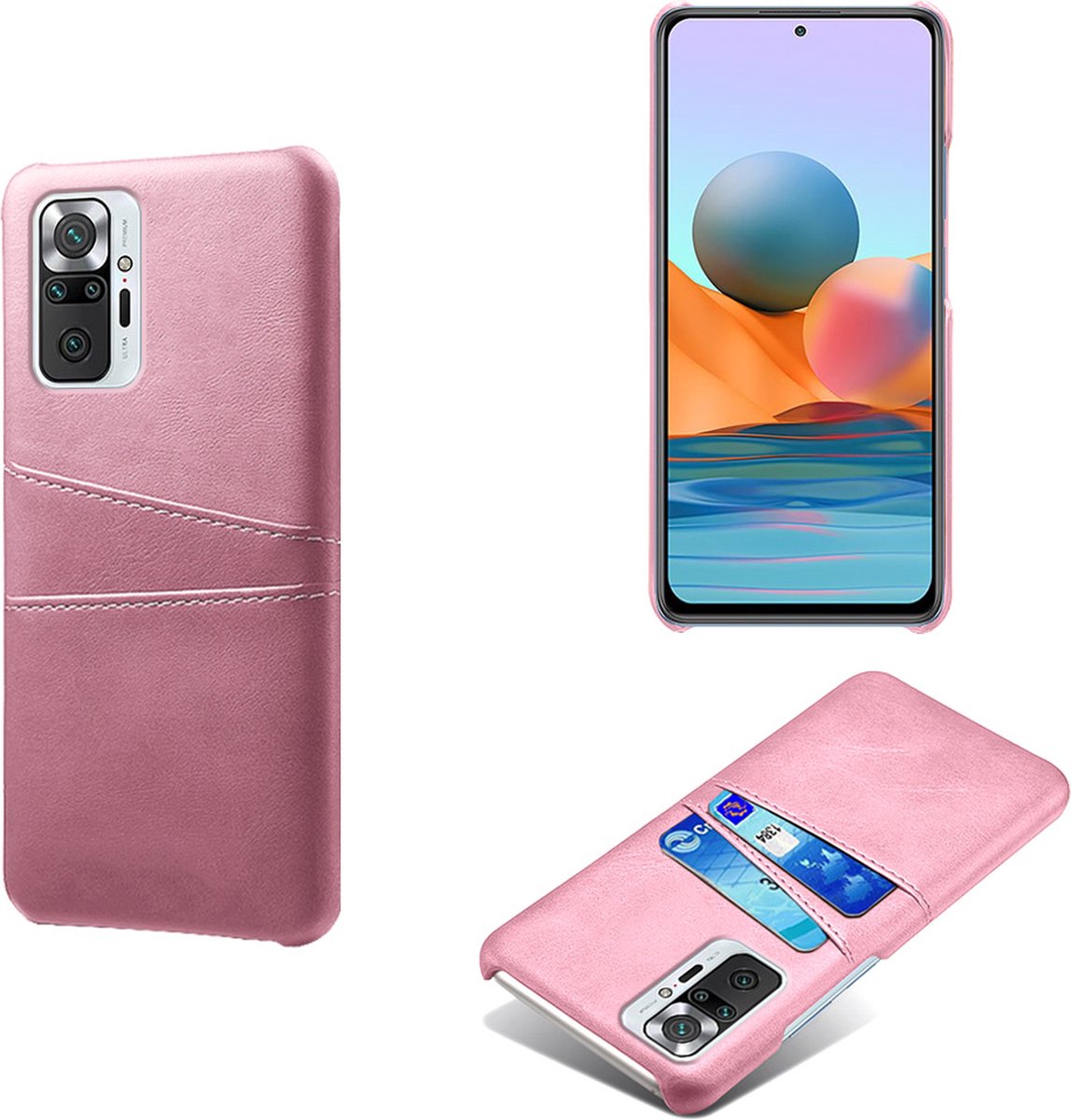 Backcover met Opbergvakjes + PMMA Screenprotector voor Xiaomi Redmi Note 10 Pro _ Roze Goud