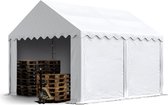 Opslagtent 3x4 m stabiele industrietent met ca. 500 g/m² PVC-Zeil in wit weidetent beschutting met grondframe en dakversteviging