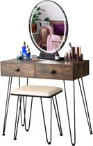 IMAKE Make Up Tafel - Kaptafel Met Spiegel - Make Up Spiegel Met Verlichting - Make Up Organizer - 80 cm Lang