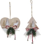 Kerstversiering DKD Home Decor Hart Polyester Hout MDF (2 pcs) (12 x 4 x 12 cm)