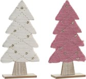 Kerstversiering DKD Home Decor Wol Boomstructuur Hout MDF (2 pcs) (19 x 6 x 35 cm)