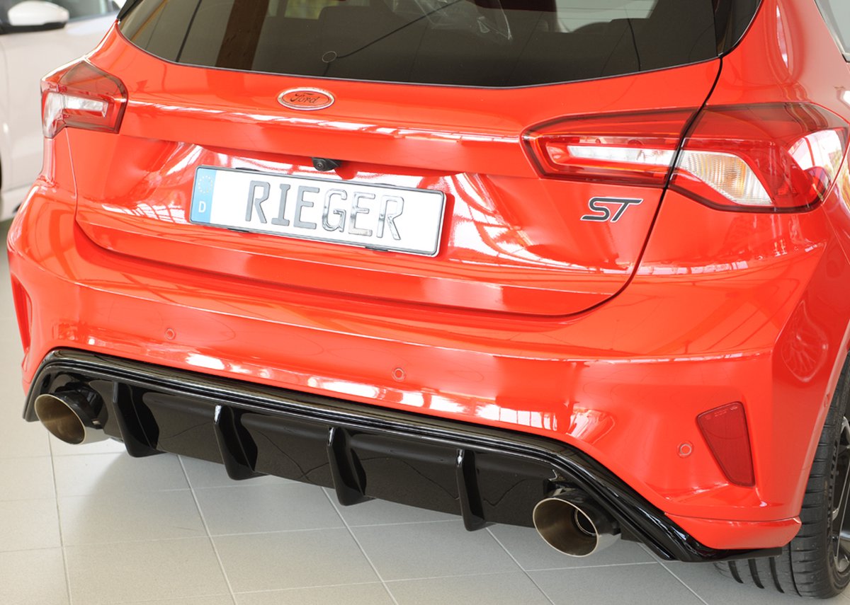 RIEGER - FORD FOCUS 4 HATCH + ST - RIEGER PERFORMANCE DIFFUSER ST & ST LINE TWIN EXHAUST 115MM BIG TIPS - GLOSS BLACK