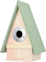 Bol.com Navaris groen houten tuin vogelhuisje - Klein nestkastje voor kleine vogels - Roodborstjes spreeuwen en koolmeesjes aanbieding