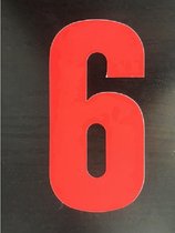 Reflecterend Cijfersticker: 6 ROOD 16,5cm  - Brievenbussticker, Plaknummer, Huisnummersticker, Kliko sticker, Containersticker