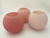 J-Line theelicht houder roze (set van 3 met drie verschillende tinten roze)