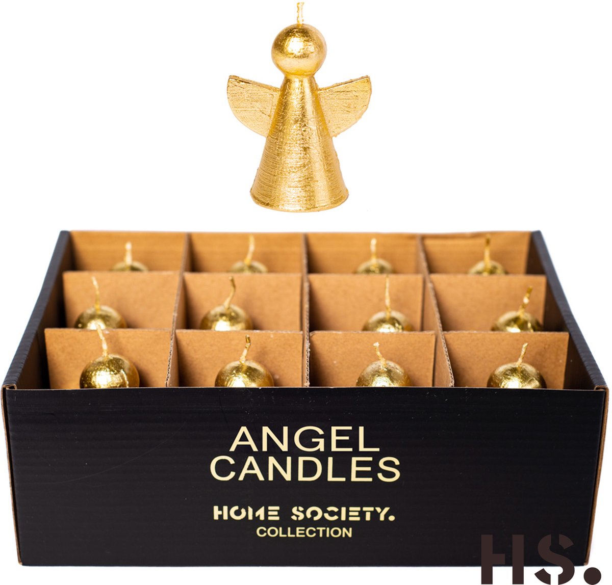 Home Society - Engel Kaarsjes - Doos 12 stuks - Goud - 8.5 cm
