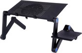 Homezie Laptoptafel | Bedtafel | Laptop verhoger | Verstelbaar | Inklapbaar | Met koelsysteem en muisplateau