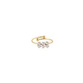 Ring met drie glanzende kubussen ontwerp - Ring met zirkonia - In maat verstelbaar - 14k verguld - Dottilove