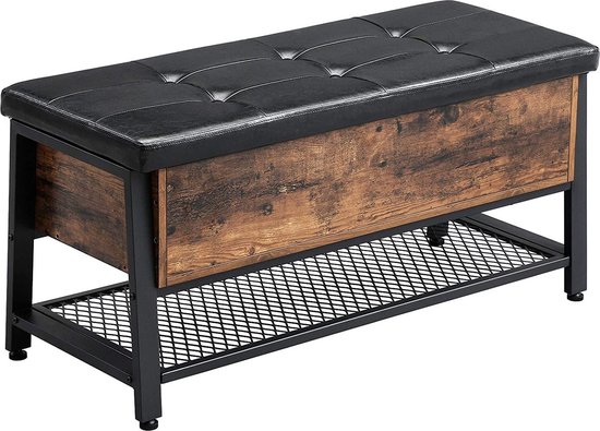 Style home Krukbank met opbergruimte, opvouwbare zitkist, voetenbank, opbergbox, gestoffeerde kruk, linnen, 38 x 38 x 38 cm (grijs