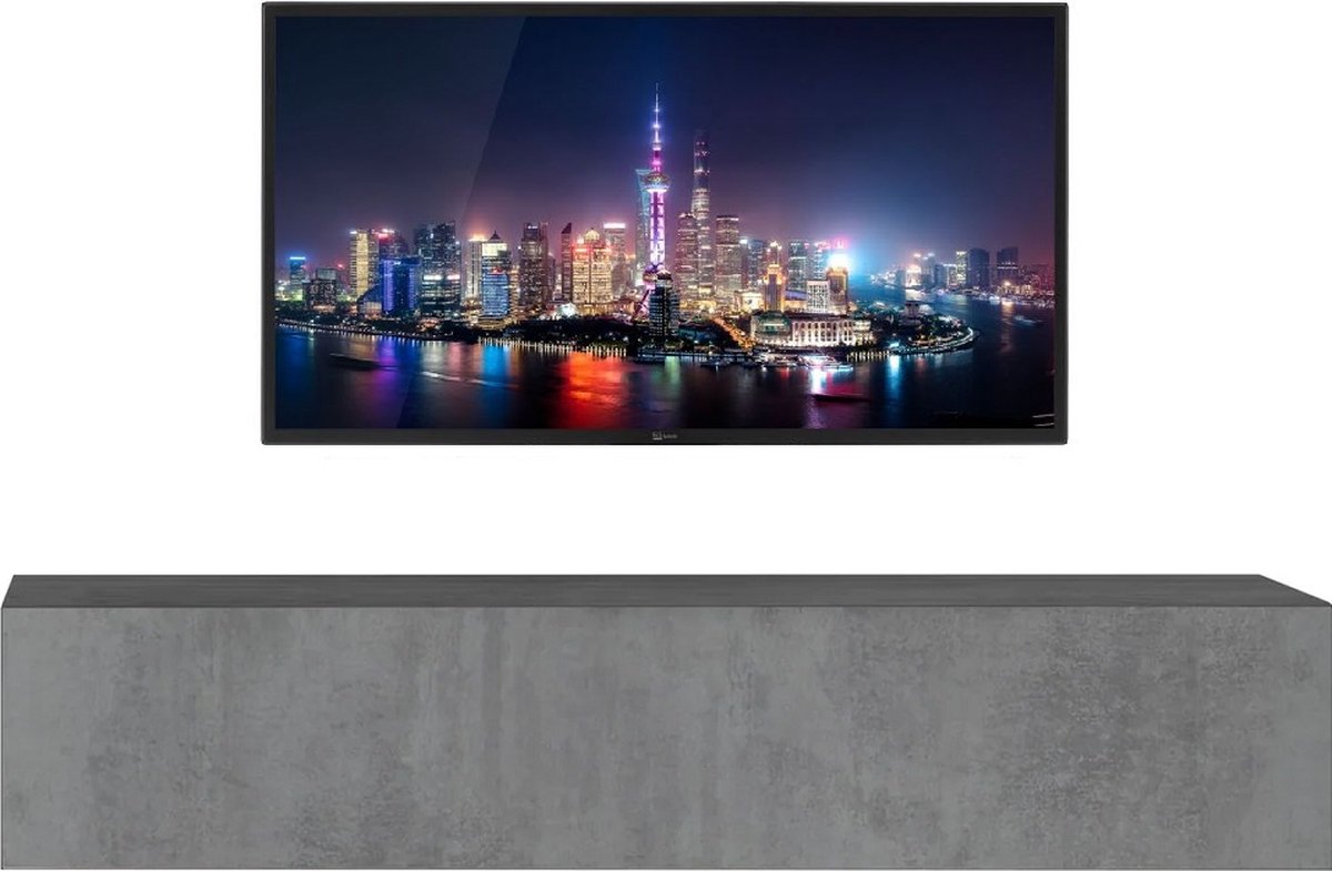 Zwevend Tv-meubel Tesla 138 cm breed in grijs beton