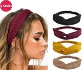 LIXIN Set van 4 stuks - Dames haarbanden - Kleur 8 - Knoop cross knitted haarbanden - Dames - Haarband volwassenen - Elastisch - Vrouwen - Meisjes - Yoga - Haaraccessoires