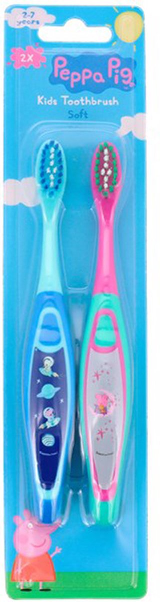 Goedkoopste Peppa Pig kinder tandenborstel - Roze / Blauw - Kunststof - Set van 2 - 2 tot 7 jaar - Tandenborstel - Poetsen - Hygiëne - Borstel