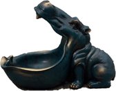 Lavik© - Nijlpaard Standbeeld - Nijlpaard Decoratie - Opbergplek Sculptuur - Zwart