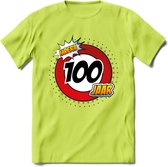 100 Jaar Hoera Verkeersbord T-Shirt | Grappig Verjaardag Cadeau | Dames - Heren | - Groen - S