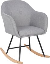 kleine schommelstoel-Relax stoel-Lounge stoel-Fauteuil-Relaxstoel-met comfortabele gewatteerde zitting-Grijs Linnen