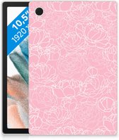 Tablettas Samsung Galaxy Tab A8 2021 Siliconen Hoesje Witte Bloemen met doorzichte zijkanten